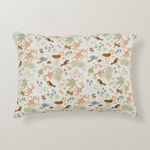 Whimsical forest woodland plants autumn fall decorative cushion