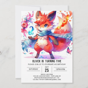 Whimsical Fox Birthday Invitation