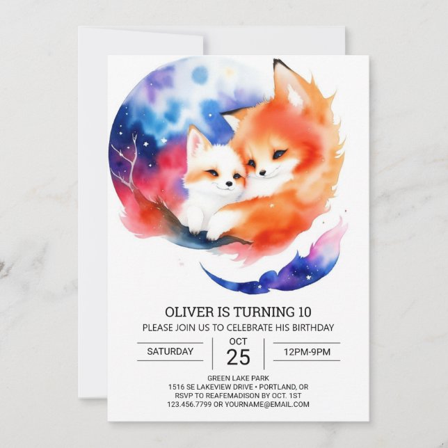 Whimsical Fox Birthday Party Delight Invitation (Front)