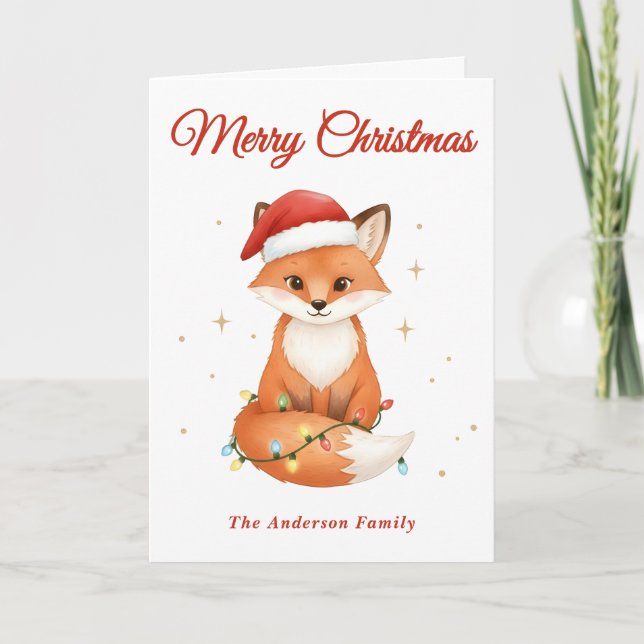 Whimsical Fox Christmas Holiday Card (Front)