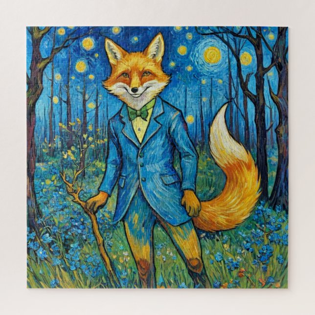 Whimsical Fox in a Starry Night  Jigsaw Puzzle (Vertical)