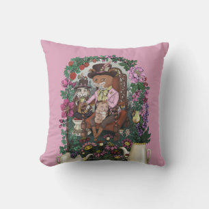 Whimsical Fox Mad Hatter Alice in Wonderland Art Cushion