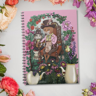 Whimsical Fox Mad Hatter Alice in Wonderland Art Notebook