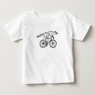 Whimsical Fox on Bicycle Art Print Baby T-Shirt
