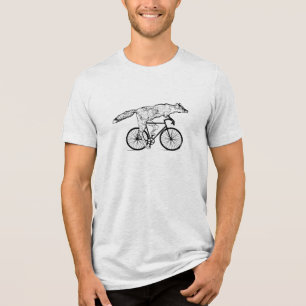 Whimsical Fox on Bicycle Art Print Tri-Blend Shirt