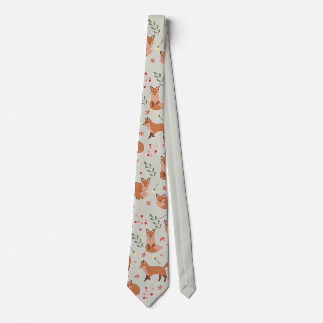 Whimsical Fox Pattern Tie (Front)