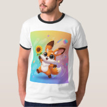 Whimsical Fox-Rabbit Hybrid Art T-Shirt  * Cute Fa