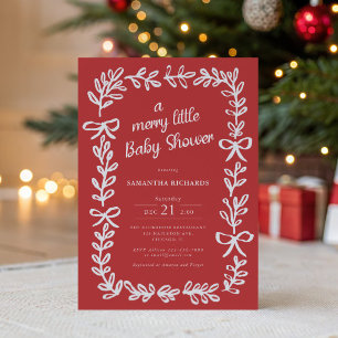 Whimsical frame and bows Merry little baby shower Invitation