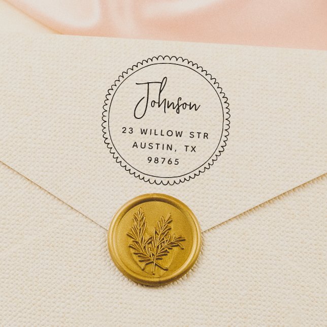Whimsical Frame Script Name Return Address Rubber Stamp (Stamp Mock-up)