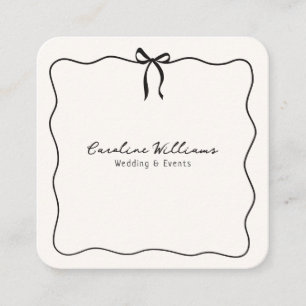 Whimsical framed bow, QR code Event Planning  Square Business Card