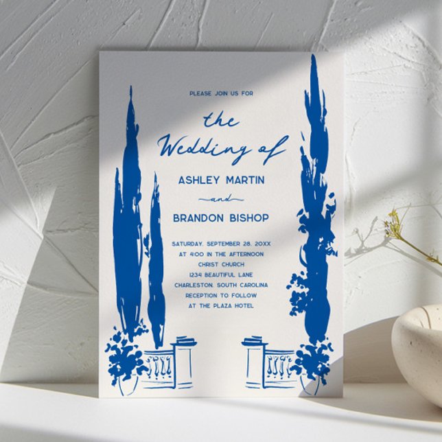 Whimsical French Blue Garden Pastoral Wedding  Invitation (Creator Uploaded)