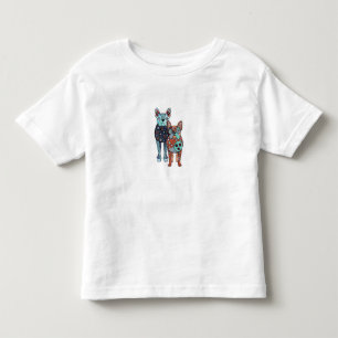 Whimsical French Bulldogs Folk Art Doodle Toddler T-Shirt