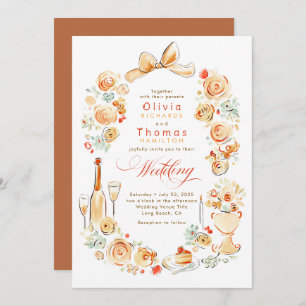 Whimsical French Floral Hand Drawn Fall Wedding Invitation