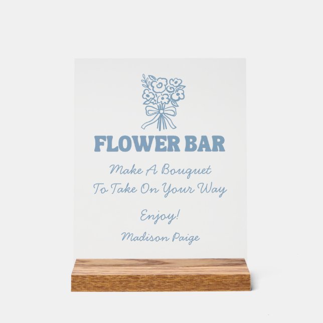Whimsical Fresh Off The Market Blue Bridal Shower Acrylic Sign (Front)