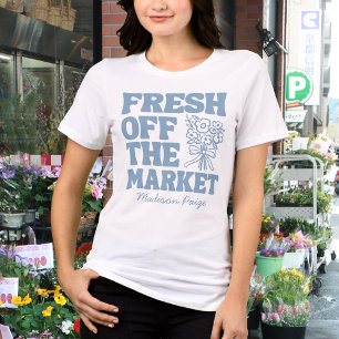 Whimsical Fresh Off The Market Blue Bridal Shower Tri-Blend Shirt