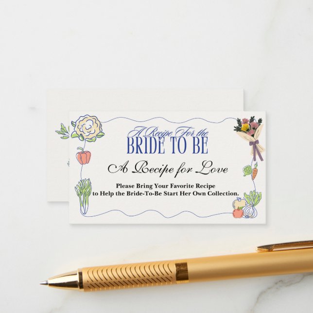 Whimsical Fresh Off the Market Bridal Shower  Enclosure Card (Front/Back In Situ)