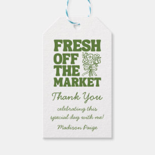 Whimsical Fresh Off The Market Green Bridal Shower Gift Tags