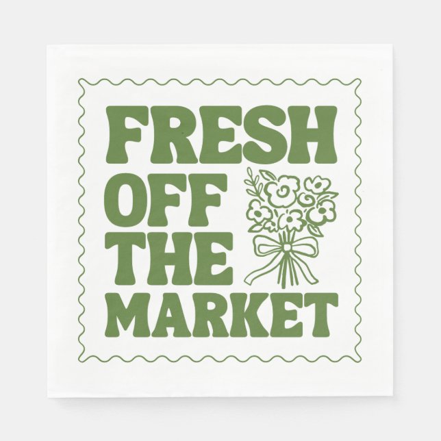 Whimsical Fresh Off The Market Green Bridal Shower Napkin (Front)