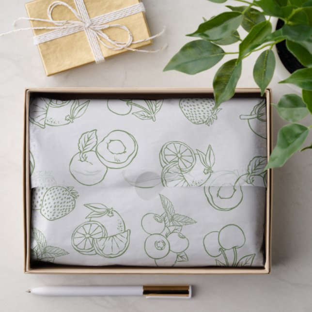 Whimsical Fresh Off The Market Green Bridal Shower Tissue Paper (Gift)
