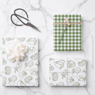 Whimsical Fresh Off The Market Green Bridal Shower Wrapping Paper Sheet