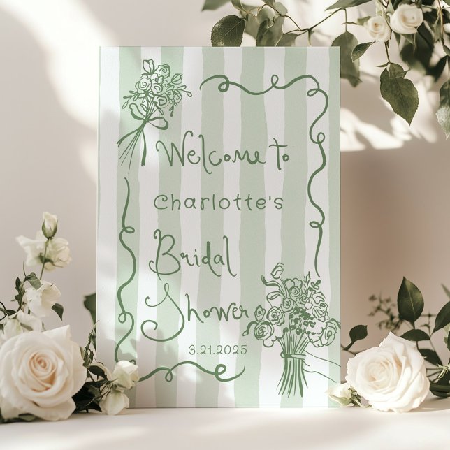 Whimsical Fresh Off the Market Sage green Bridal Poster (Creator Uploaded)