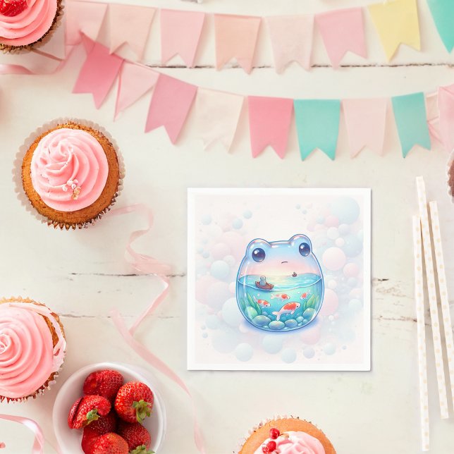 Whimsical Frog Adventure Birthday Paper Plate Napkin (Creator Uploaded)