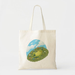 Whimsical Frog Chilling On The Hill Illustration Tote Bag