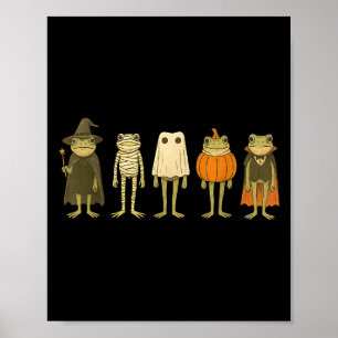 Whimsical Frog Halloween Wizard Mummy Funny Frog M Poster