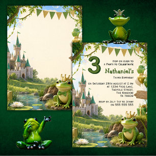 Whimsical Frog In A Crown Birthday Party  Invitation