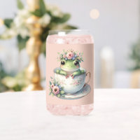 Whimsical Frog in Floral Teacup