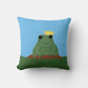 Whimsical Frog Prince with Crown Cushion