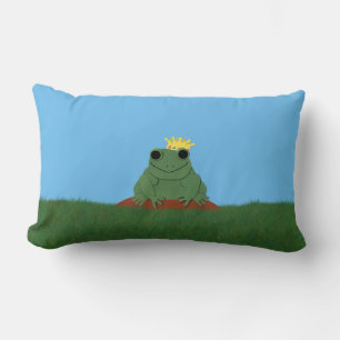 Whimsical Frog Prince with Crown Lumbar Cushion