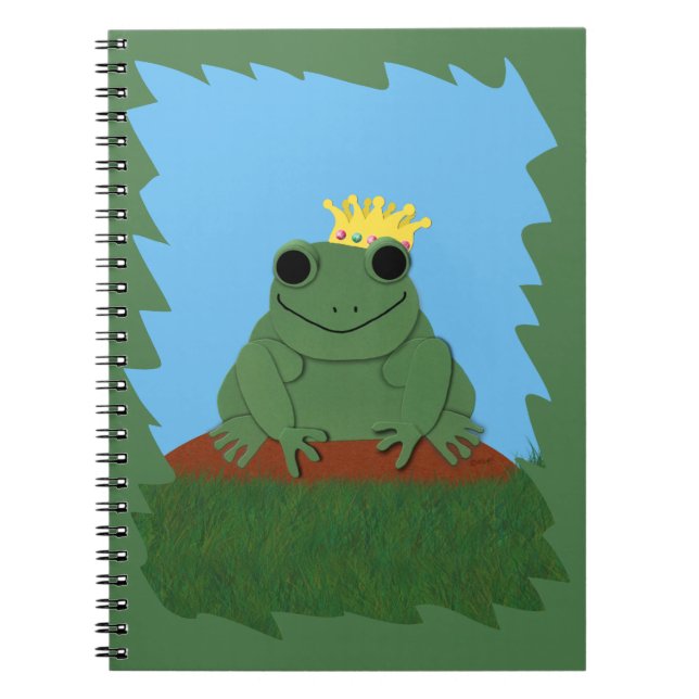 Whimsical Frog Prince with Crown Spiral Notebook (Front)
