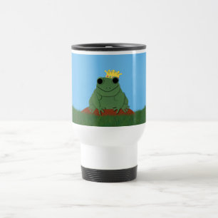 Whimsical Frog Prince with Crown Travel Mug