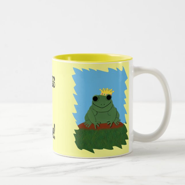 Whimsical Frog Prince with Crown Two-Tone Coffee Mug (Right)