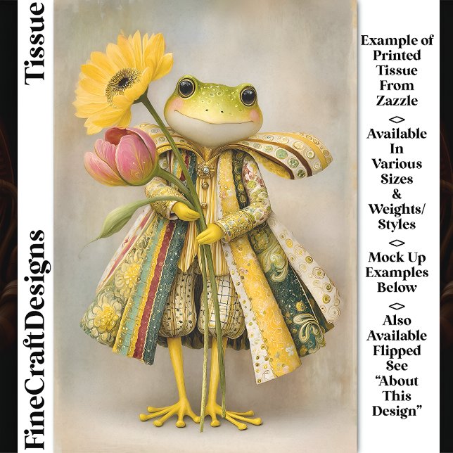 Whimsical Frog with Spring Flowers DL8L Decoupage Tissue Paper (Creator Uploaded)