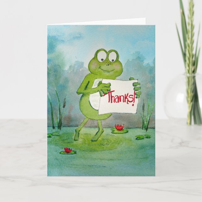 Whimsical Frog with Thanks Thank You Sign Funny (Front)