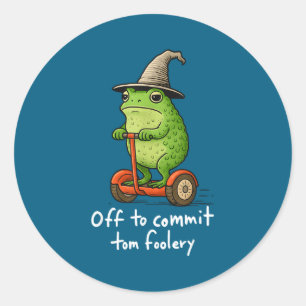 Whimsical Frog Wizard Meme Off Classic Round Sticker