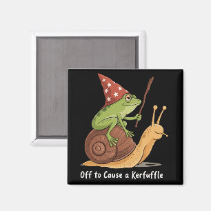 Whimsical Frog Wizard Off to Cause A Kerfuffle Magnet