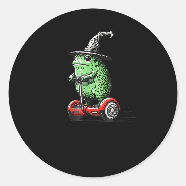 Whimsical Frog Wizard Off To Commit Tom Foolery Fr Classic Round Sticker (Front)