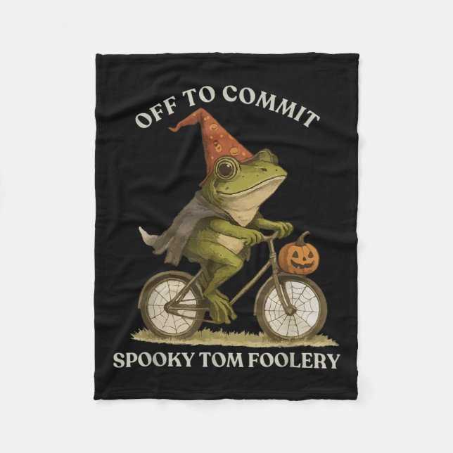 Whimsical Frog Wizard Off To Commit Tom Foolery Fr Fleece Blanket (Front)