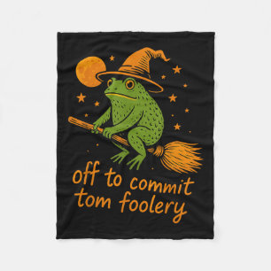 Whimsical Frog Wizard - Off To Commit Tomfoolery F Fleece Blanket