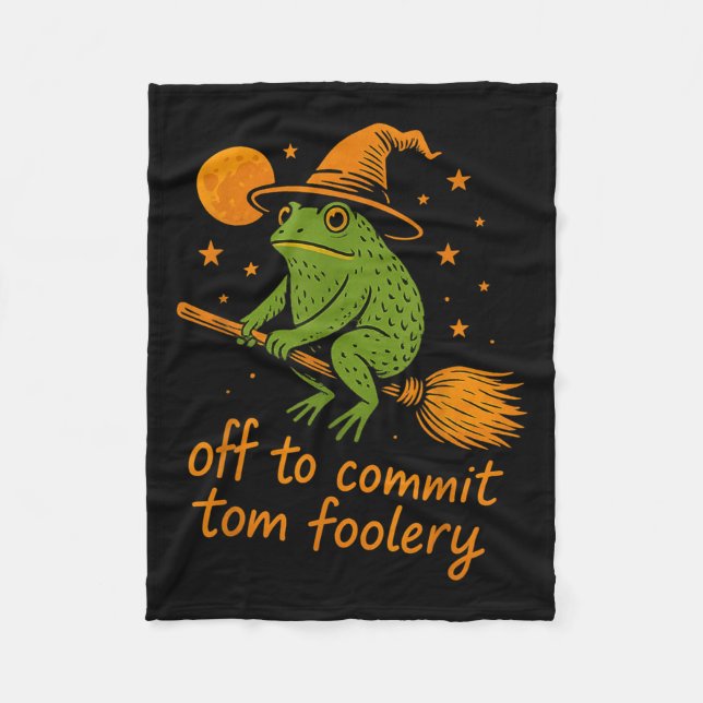 Whimsical Frog Wizard - Off To Commit Tomfoolery F Fleece Blanket (Front)