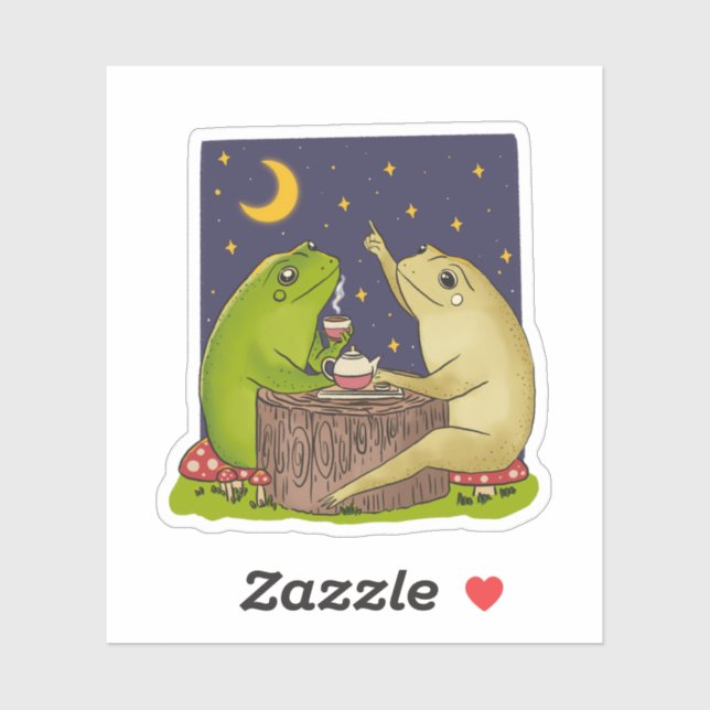 Whimsical Frogs Tea Party At Night Illustration (Sheet)