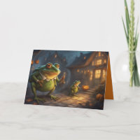 Whimsical Frogs trick or treat Halloween greeting