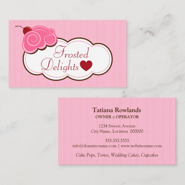 Whimsical Frosted Bakery Business Card (Front/Back)