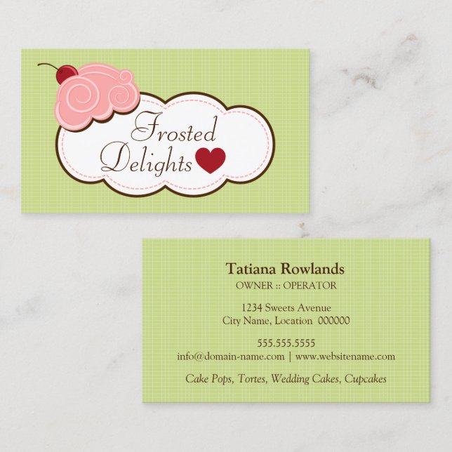 Whimsical Frosting Bakery Business Card (Front/Back)
