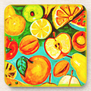 Whimsical Fruit Pattern. Buy Now Coaster