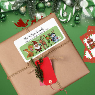 Whimsical Full Cast Santa Gang Christmas Address Label