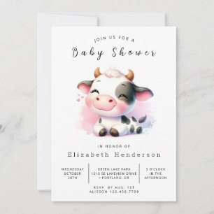 Whimsical Fun Cow Baby Shower Invitation